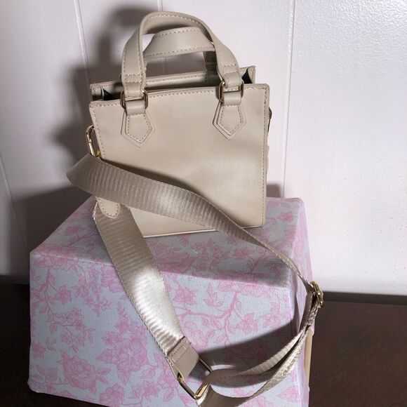 NWOT Steve Madden Womens Blush Baiden Stone Mini Satchel Purse Bag Beige Small - Picture 2 of 5